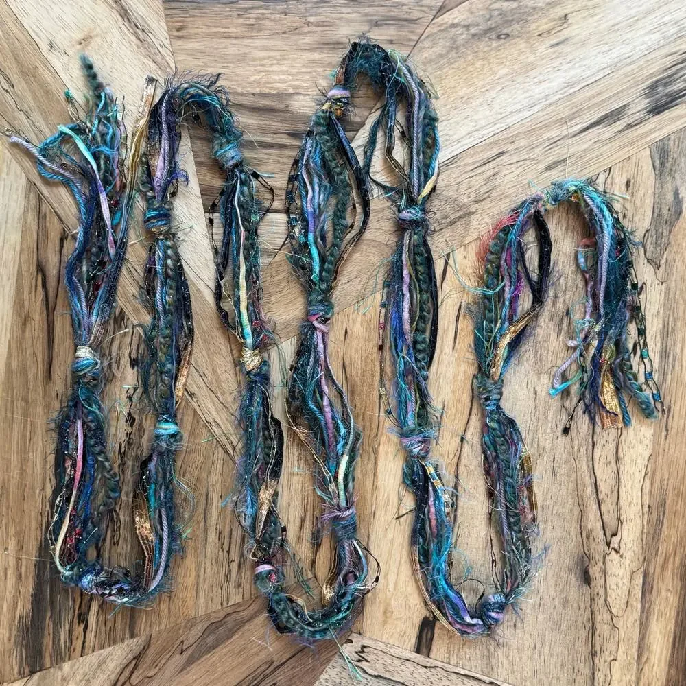 VTG Scarves of Westwood Boho Fiber Yarn Scarf Necklace Multi Strand 110